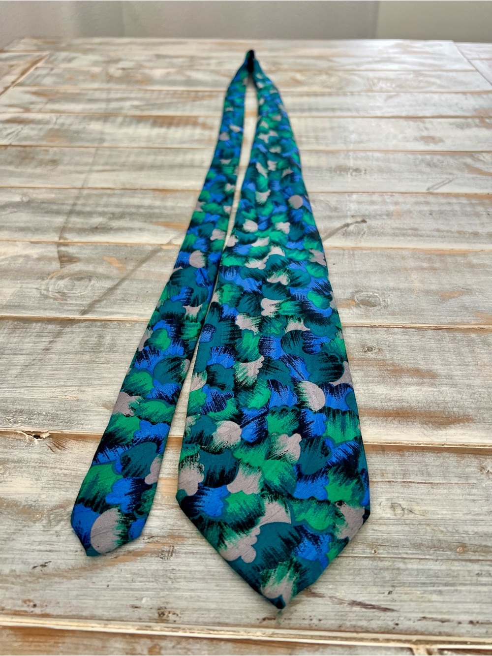 Zanzara - Men's Brushstroke Pattern Tie in Green & Blue